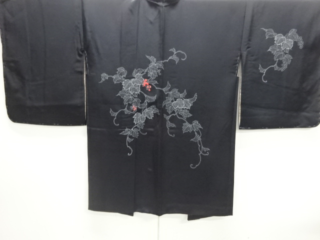 草葉に実模様刺繍絵羽織